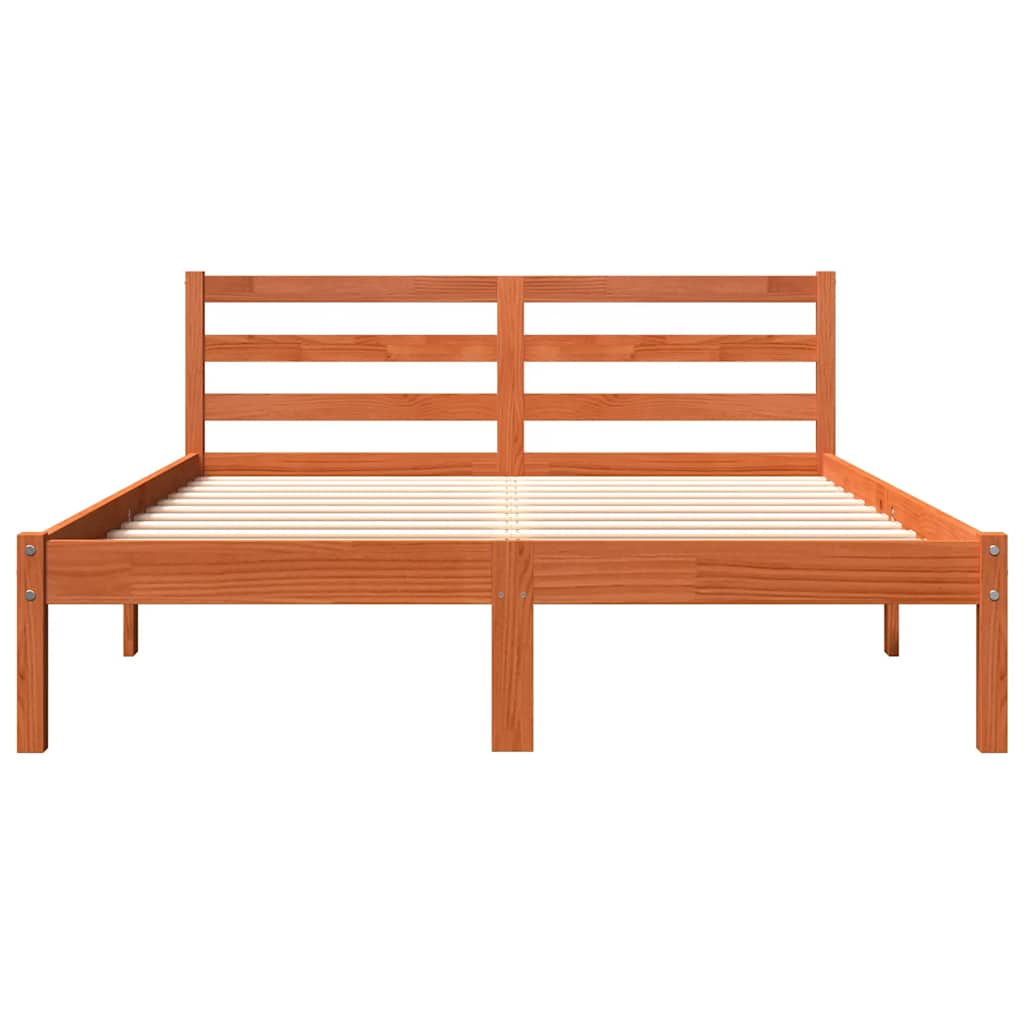Cama sem colchão 120x190 cm madeira pinho maciça castanho-mel