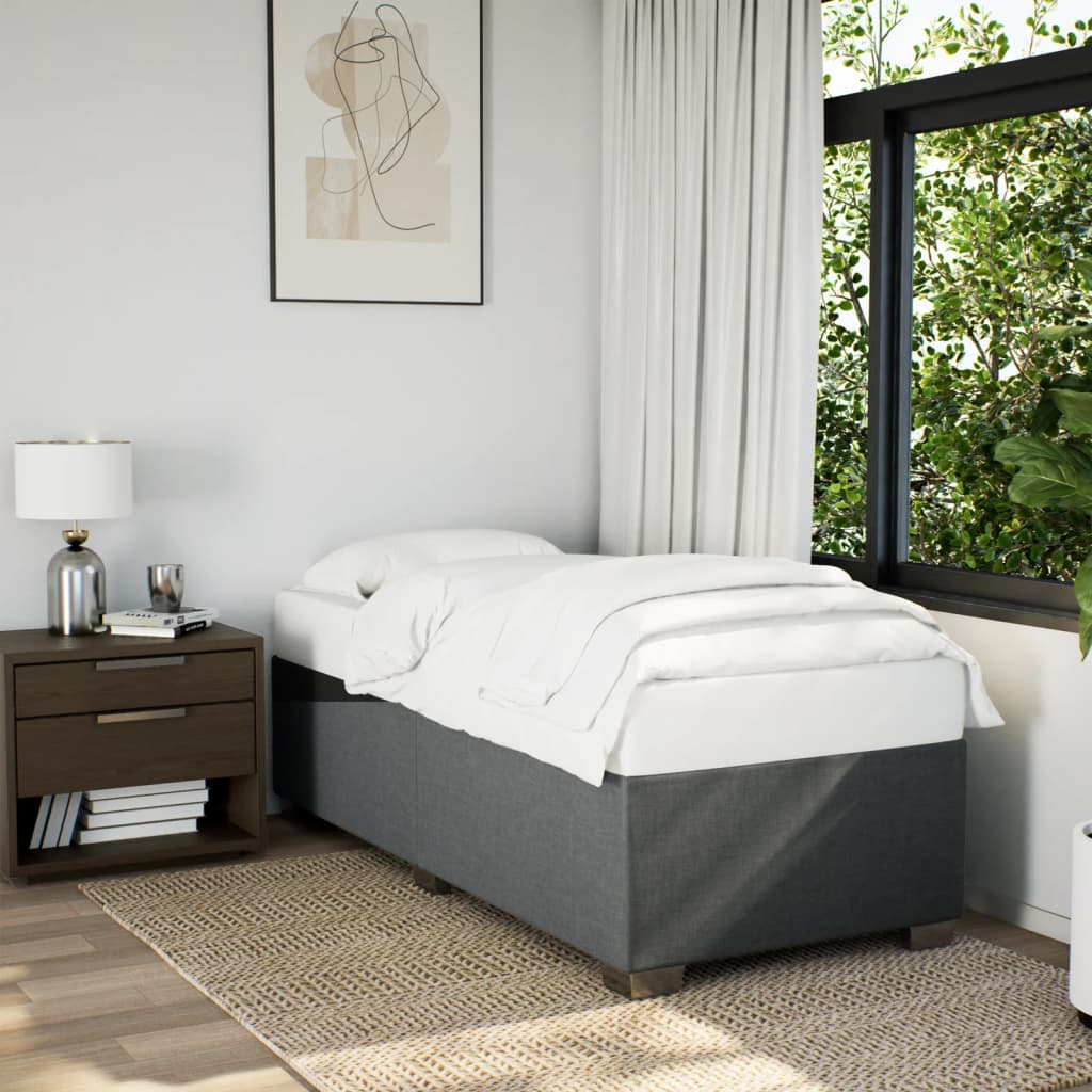 Estrutura de cama sem colchão 100x200 cm tecido cinzento-escuro