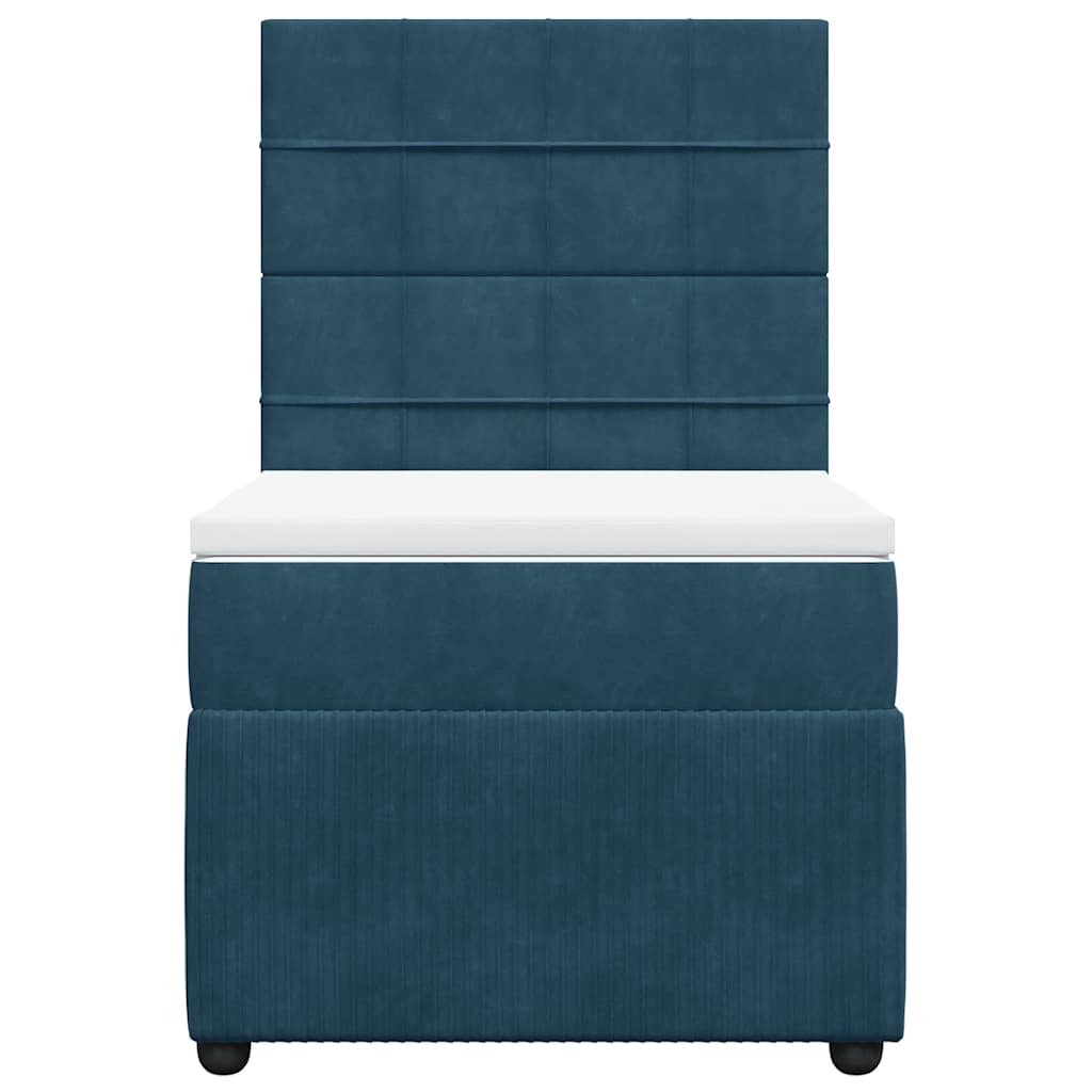 Cama com molas/colchão 90x190 cm veludo azul-escuro