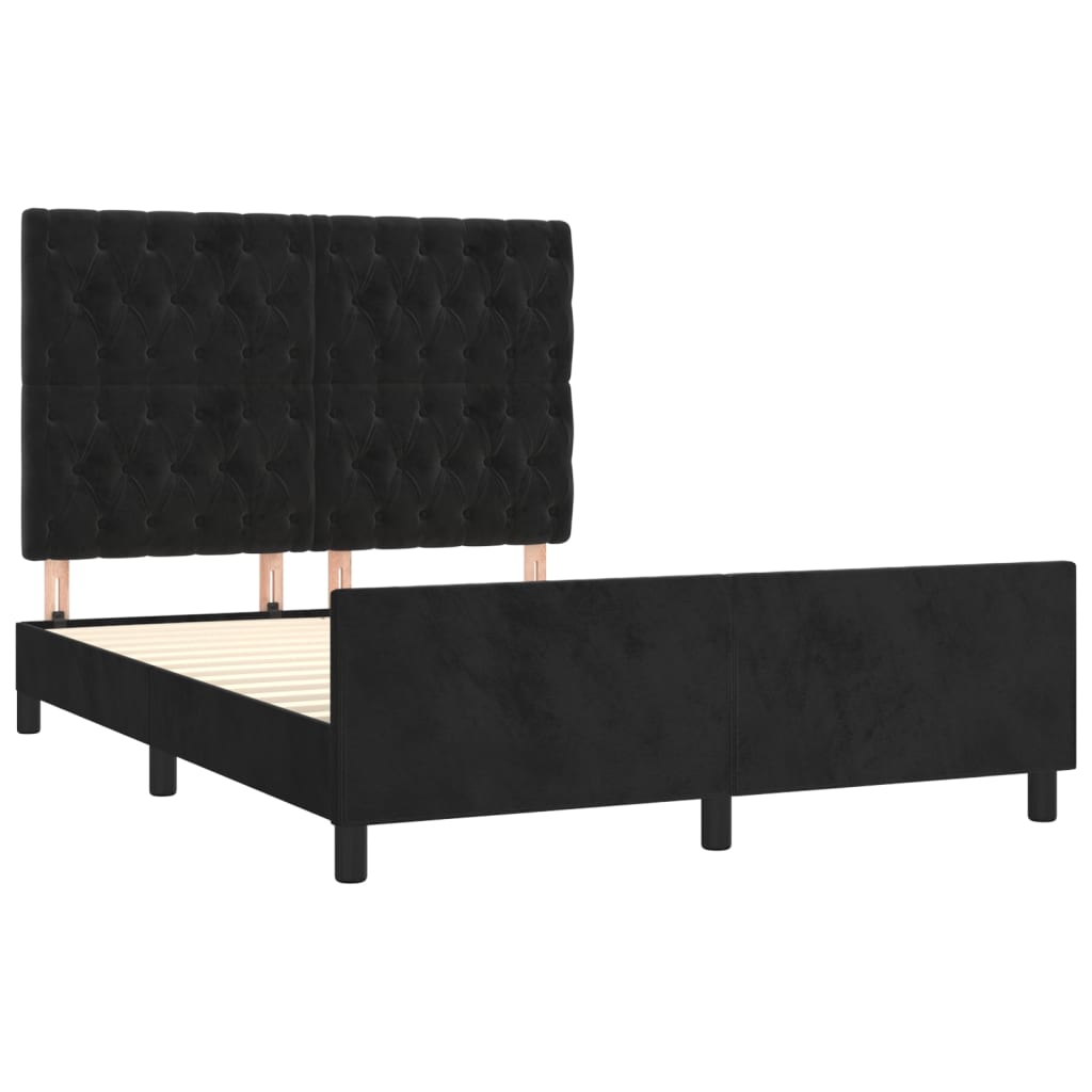 Estrutura de cama sem colchão 140x200 cm veludo preto