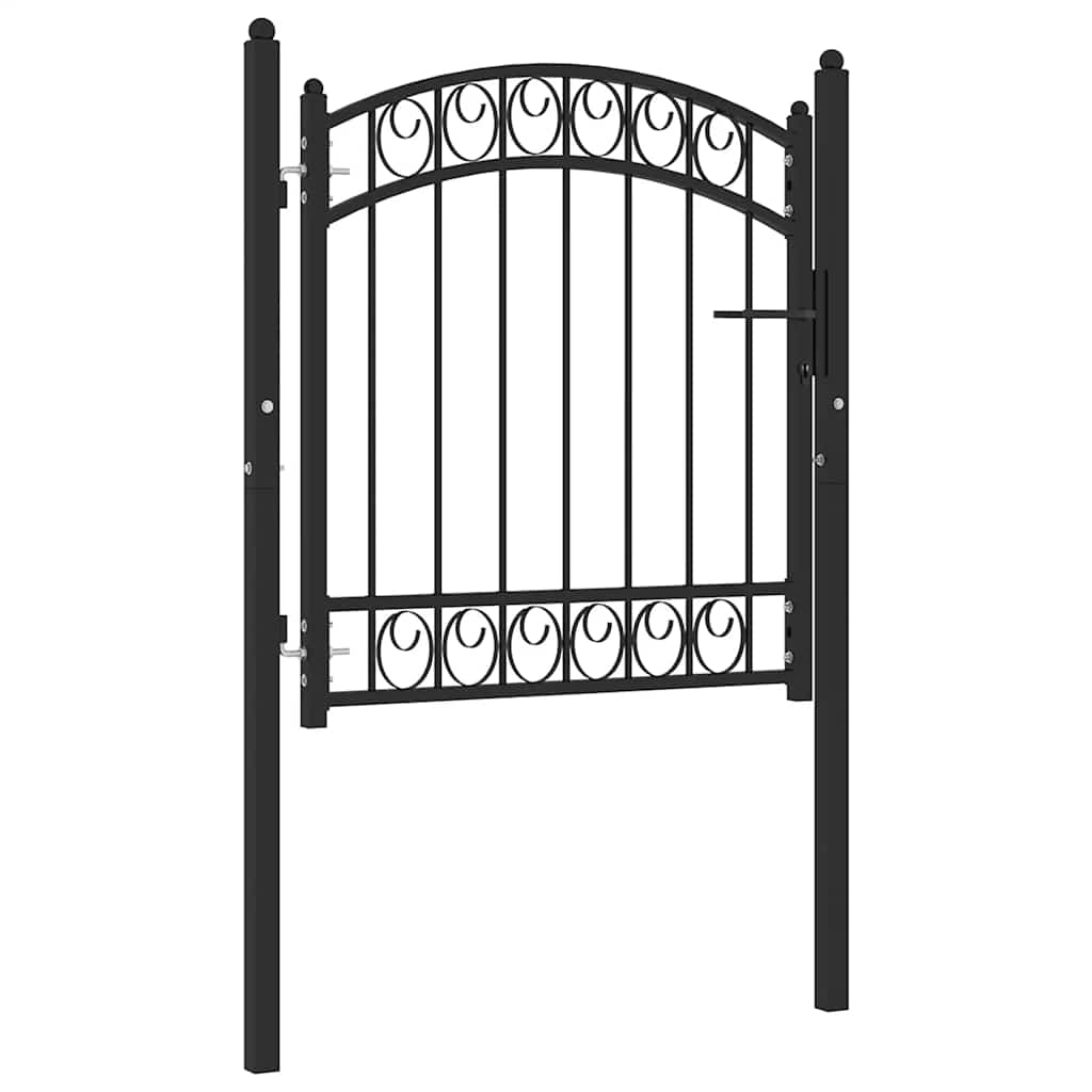 Portão de cerca emmen com topo arqueado, aço, 100x86 cm, preto