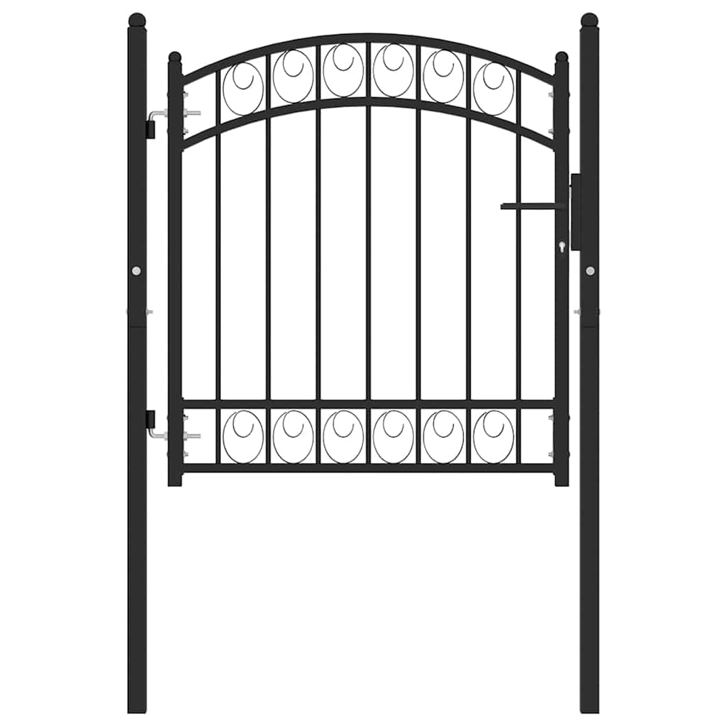 Portão de cerca emmen com topo arqueado, aço, 100x86 cm, preto