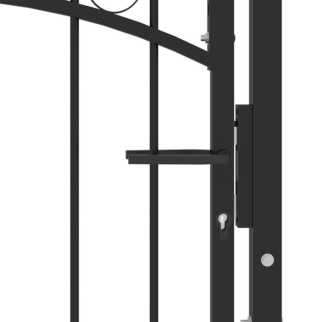 Portão de cerca emmen com topo arqueado, aço, 100x86 cm, preto