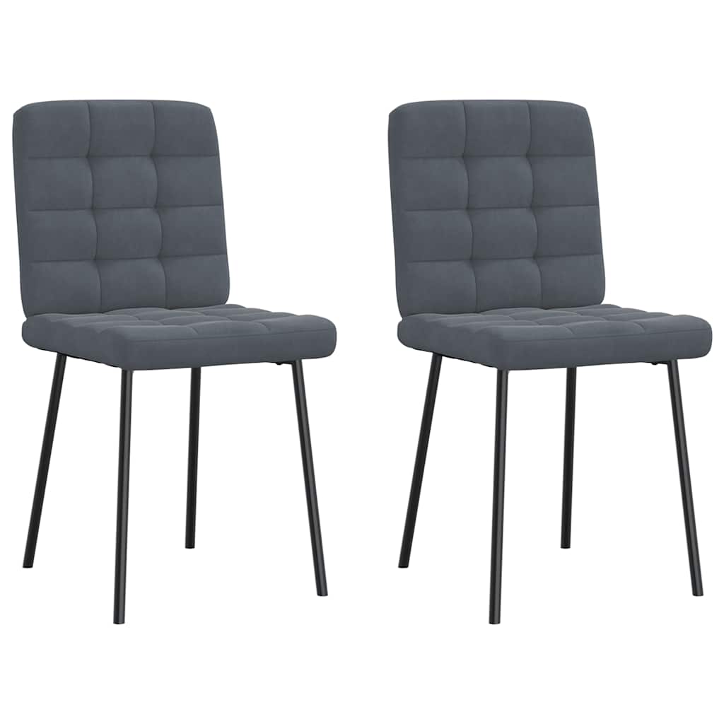 Cadeiras de jantar 2 pcs veludo cinzento-escuro