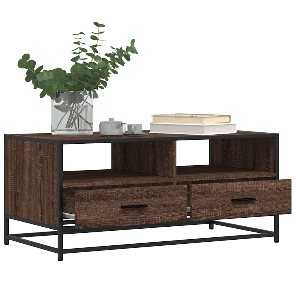 Mesa centro 100x50x45cm deriv. madeira/metal carvalho castanho
