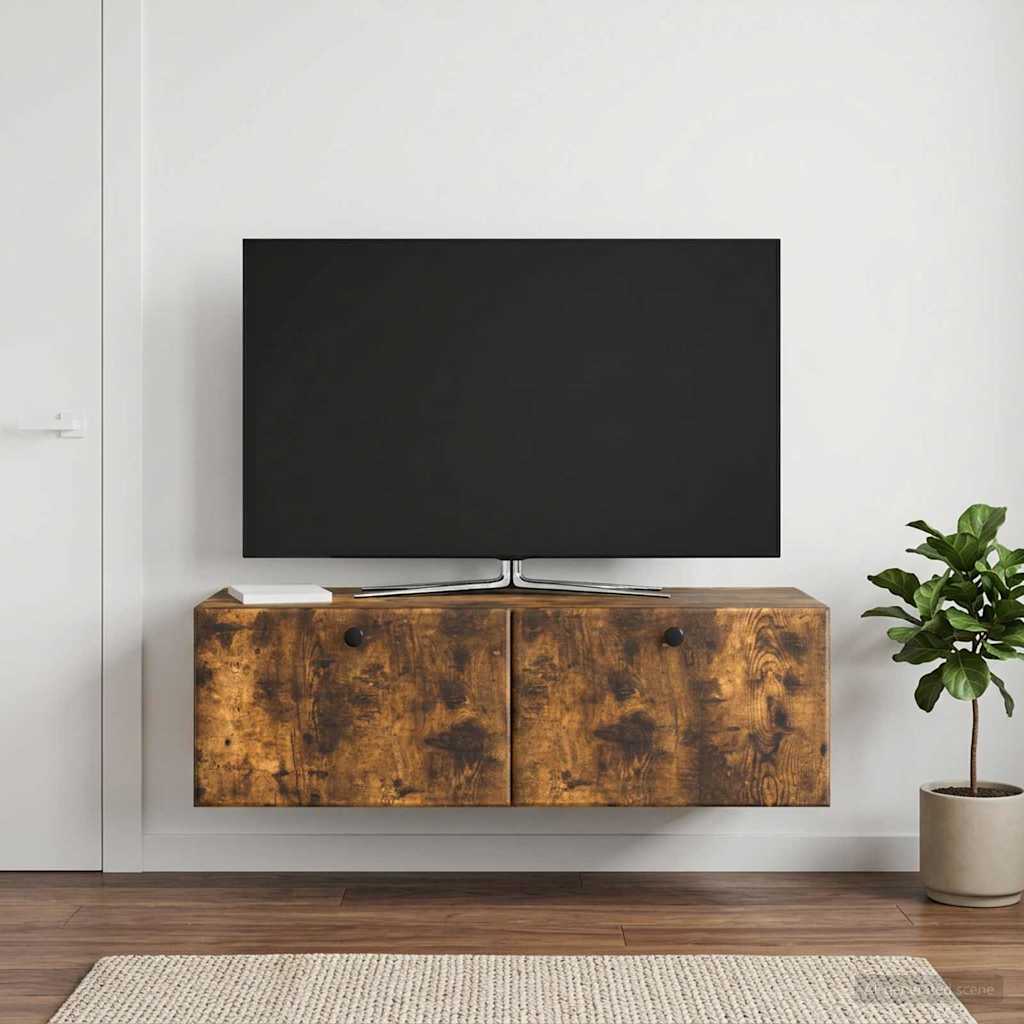 Gabinete de TV de parede 98 x 41 x 30 cm carvalho fumado