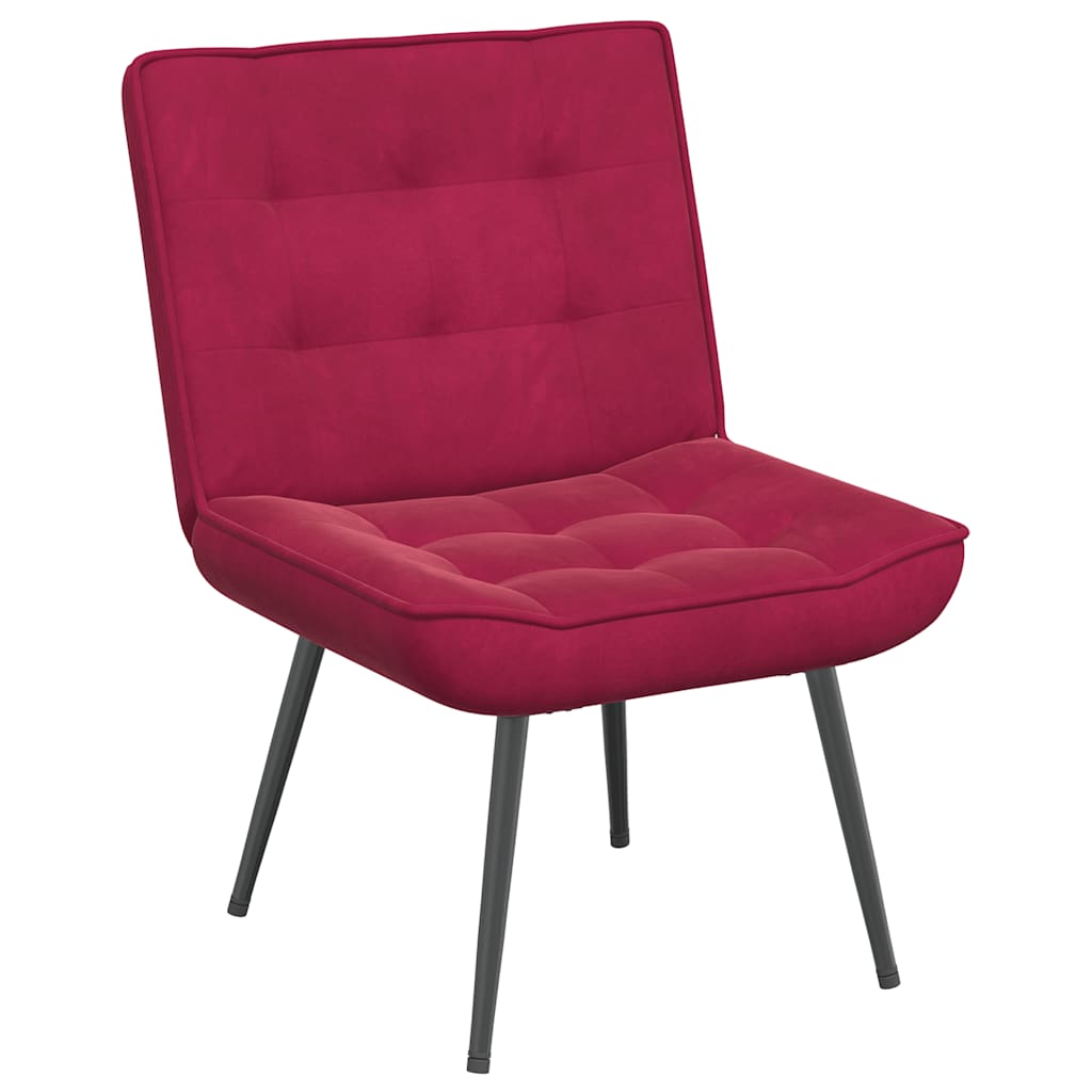 Cadeira de descanso com banco veludo vermelho tinto