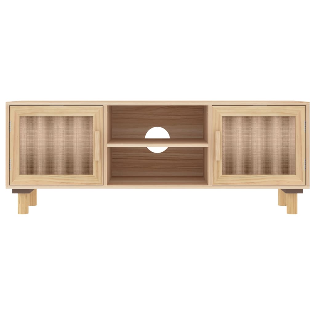 Móvel de TV 105x30x40 cm pinho maciço/vime natural castanho