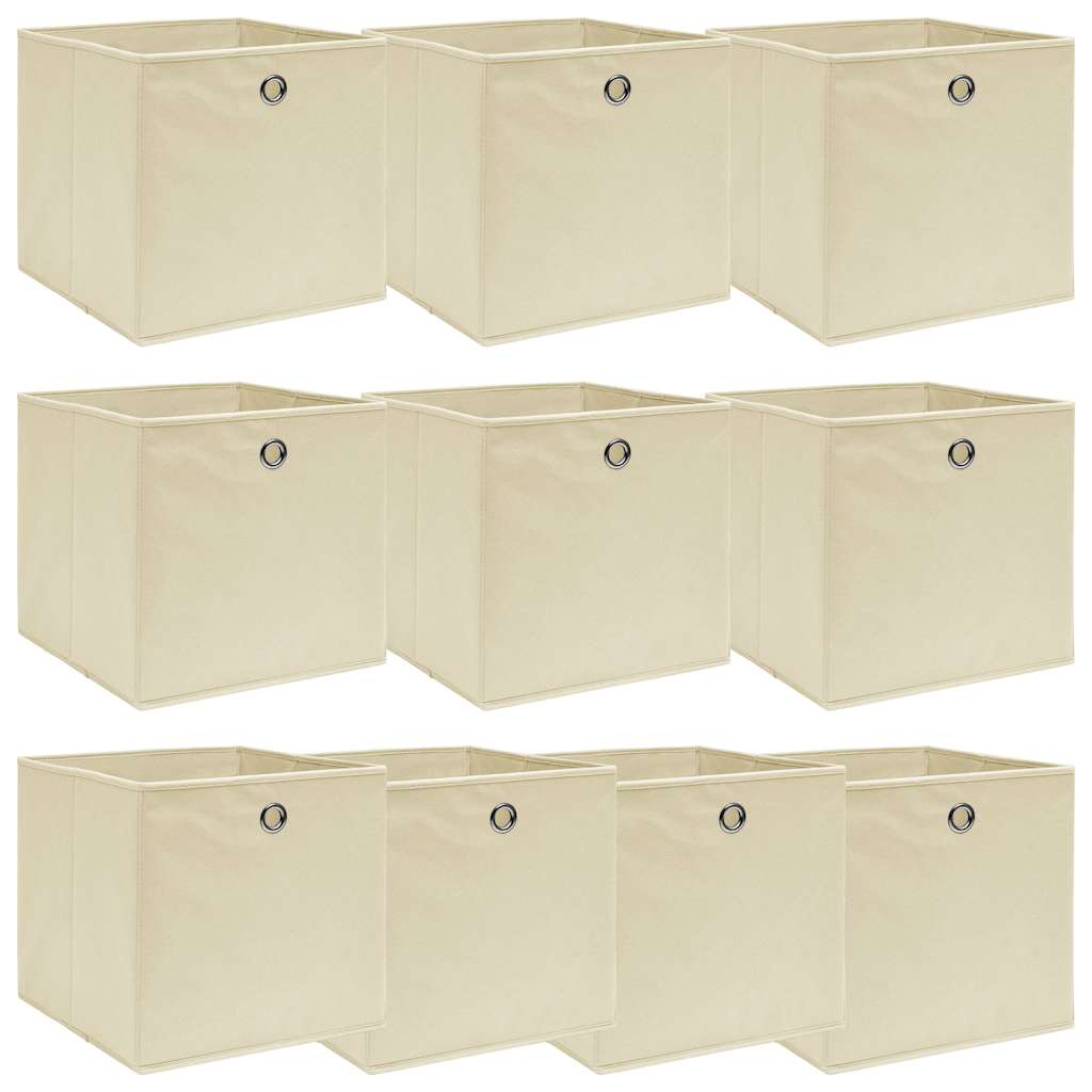 Caixas de arrumação 10 pcs 32x32x32 cm tecido creme