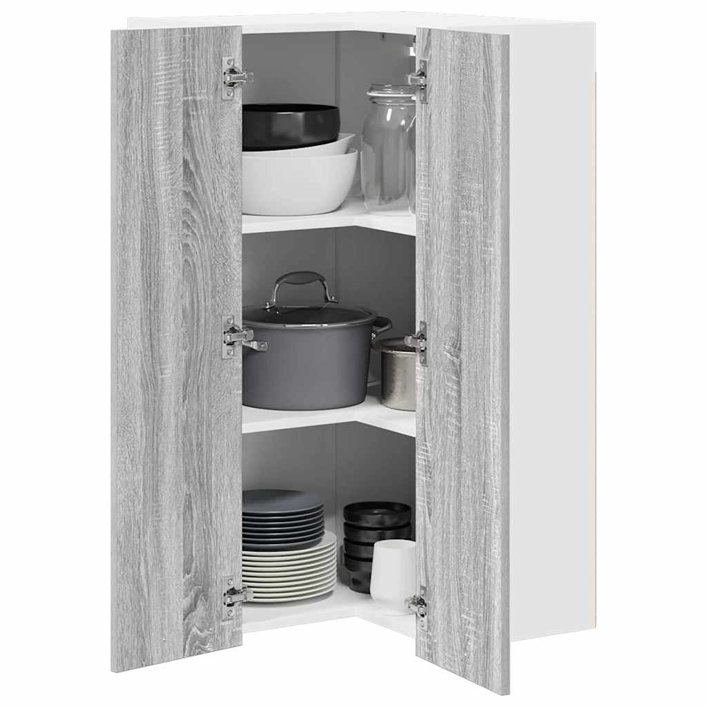 Armário suspenso cinza sonoma e branco 57 x 57 x 100 cm