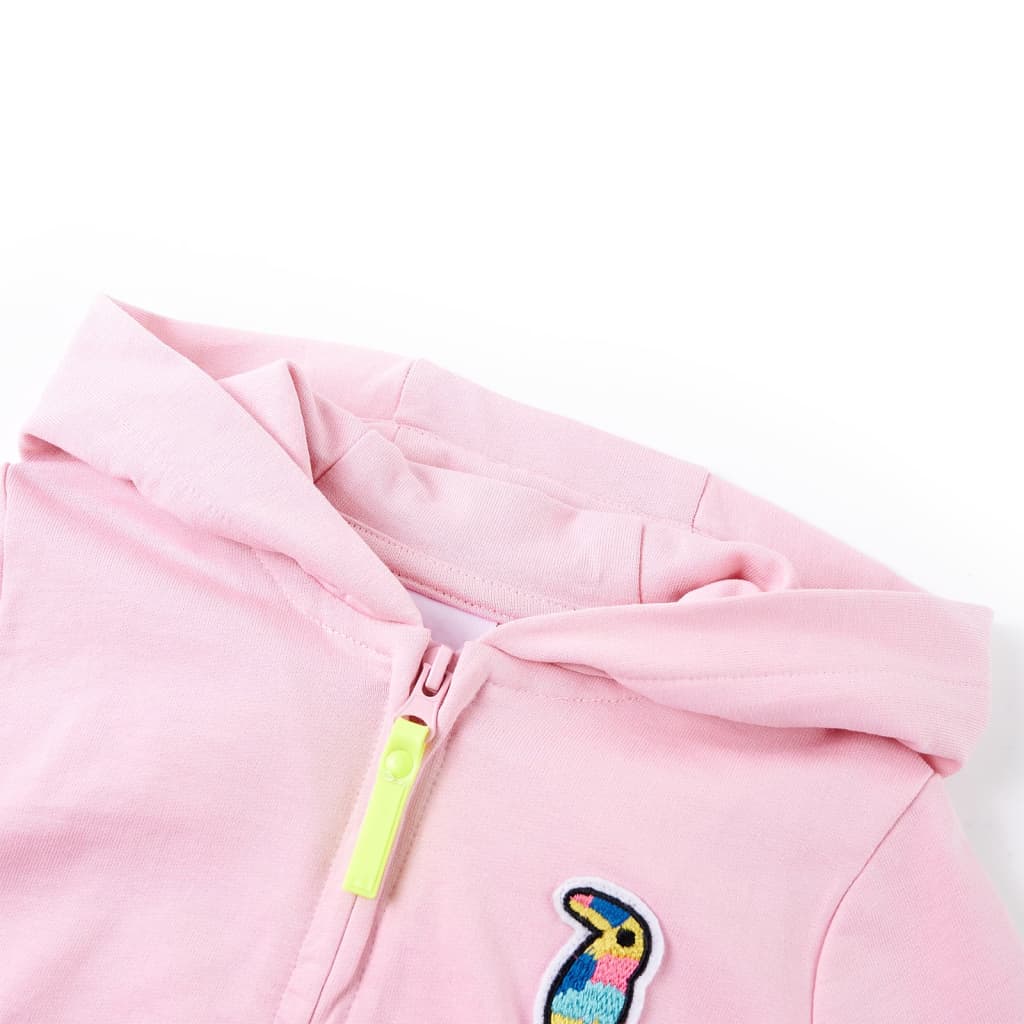 Sweatshirt para criança com capuz e fecho rosa-brilhante 104