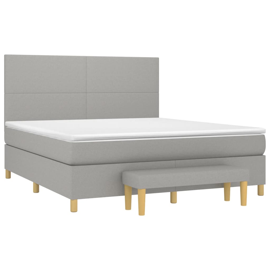 Cama com molas/colchão 180x200 cm tecido cinzento-claro