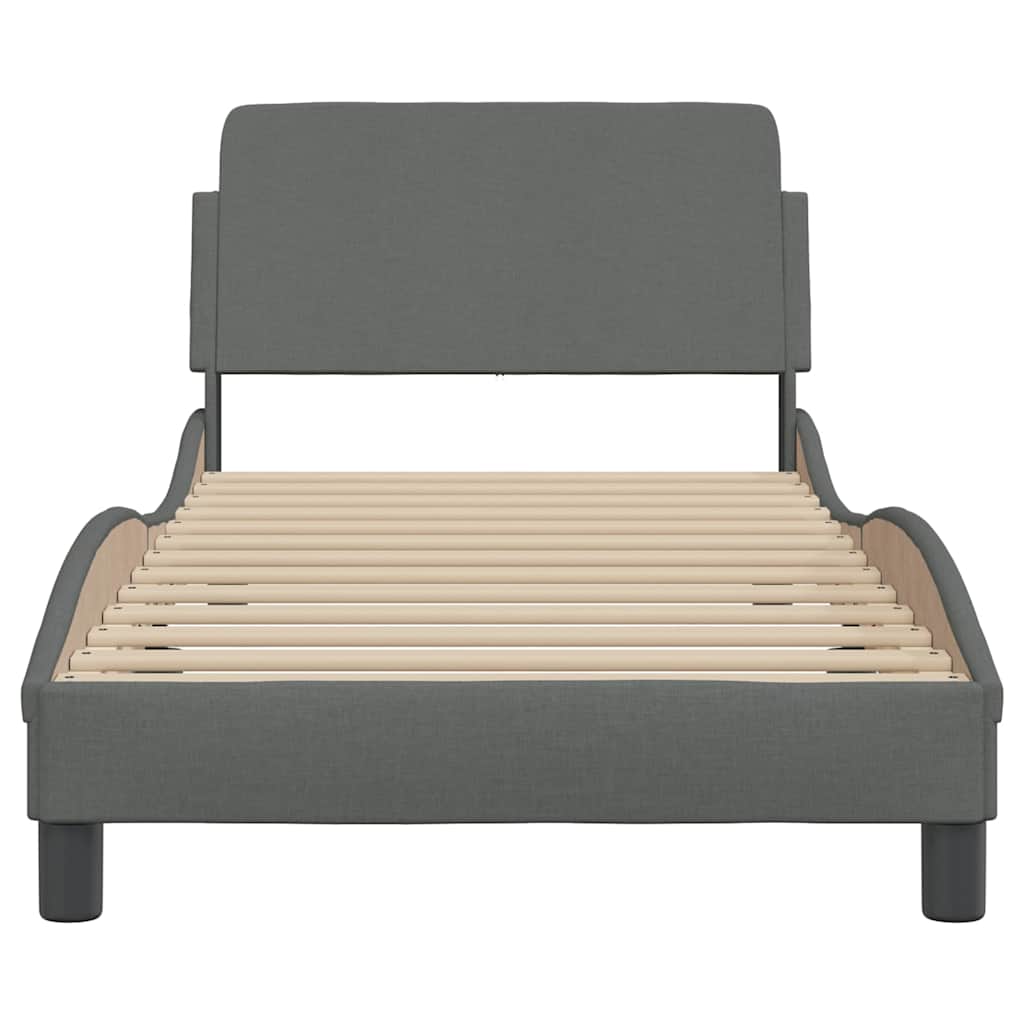 Estrutura de cama dover em tecido cinza escuro 90x190 cm