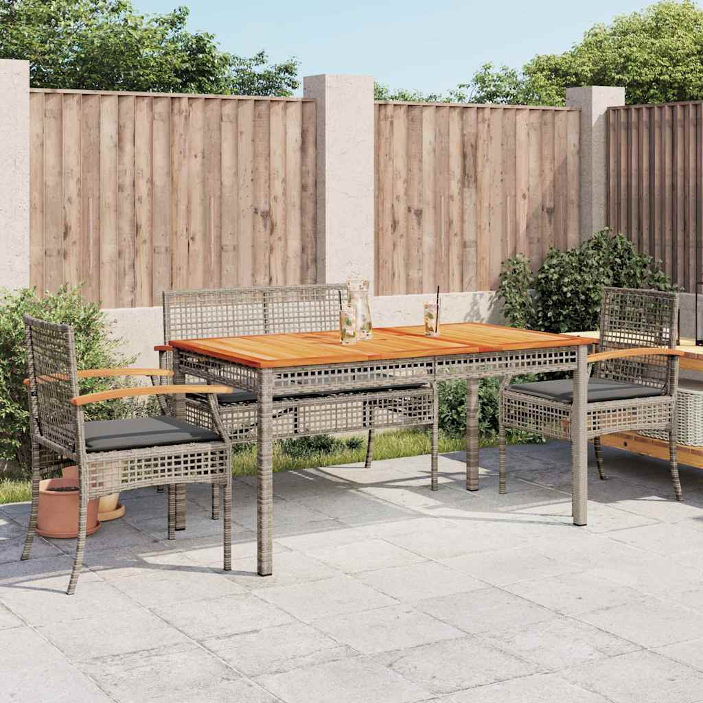 5 Pcs conjunto de jantar p/ jardim c/ almofadões vime PE cinza