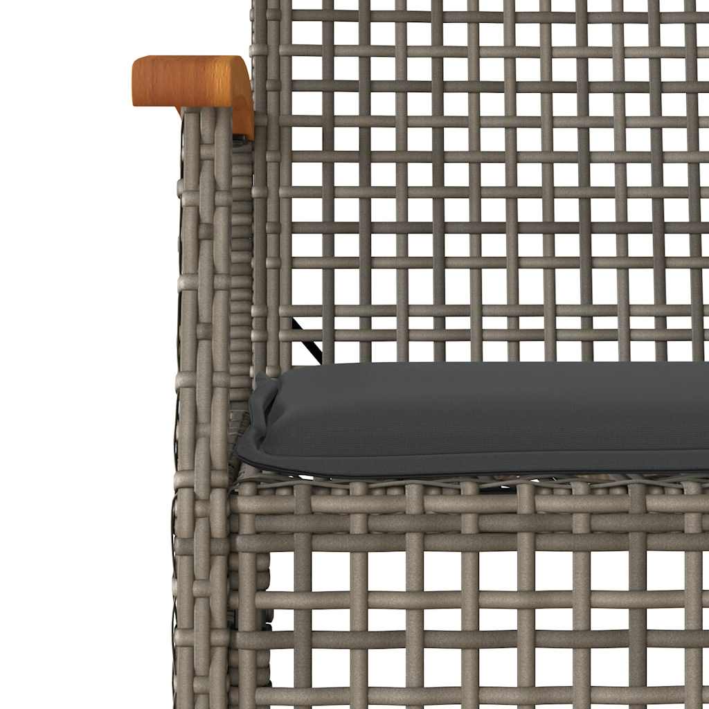 5 Pcs conjunto de jantar p/ jardim c/ almofadões vime PE cinza