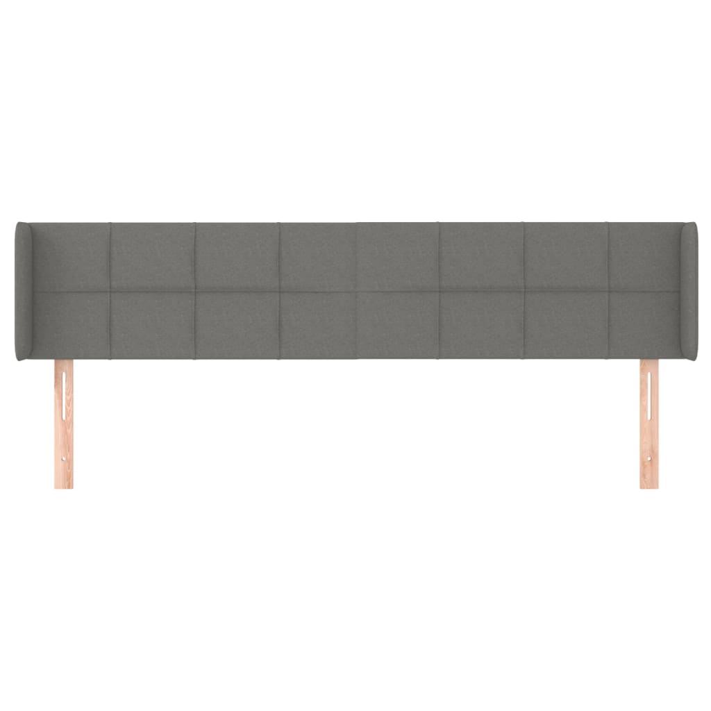Cabeceira de cama c/ abas tecido 203x16x78/88cm cinzento-escuro