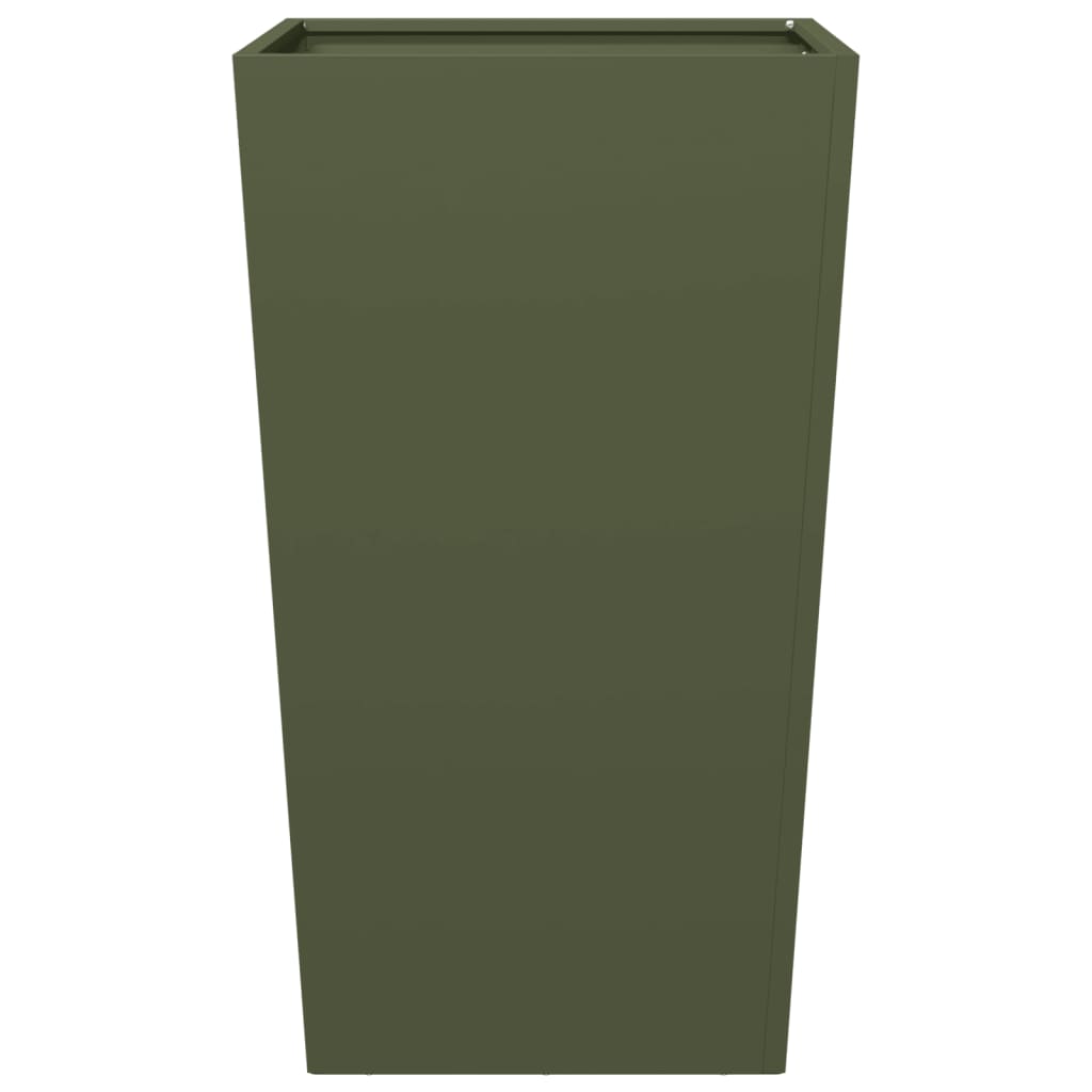 Vaso/floreira de jardim 45x45x75 cm aço verde azeitona