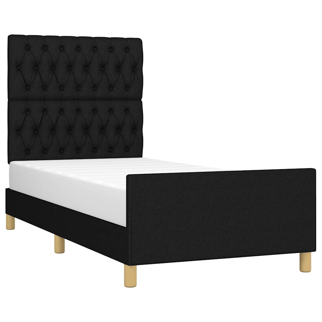 Estrutura de cama sem colchão 90x190 cm tecido preto