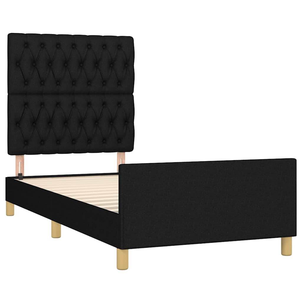 Estrutura de cama sem colchão 90x190 cm tecido preto