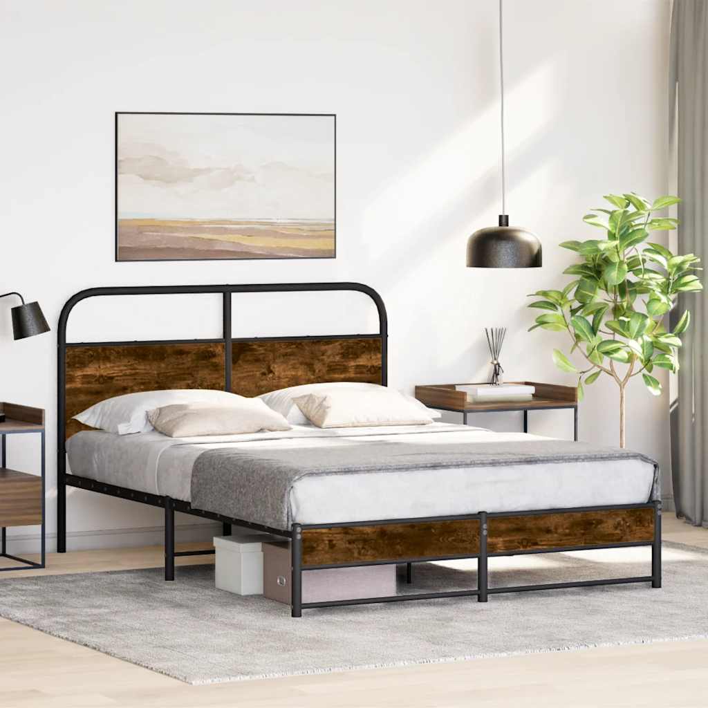 Estrutura cama s/ colchão derivados de madeira carvalho fumado