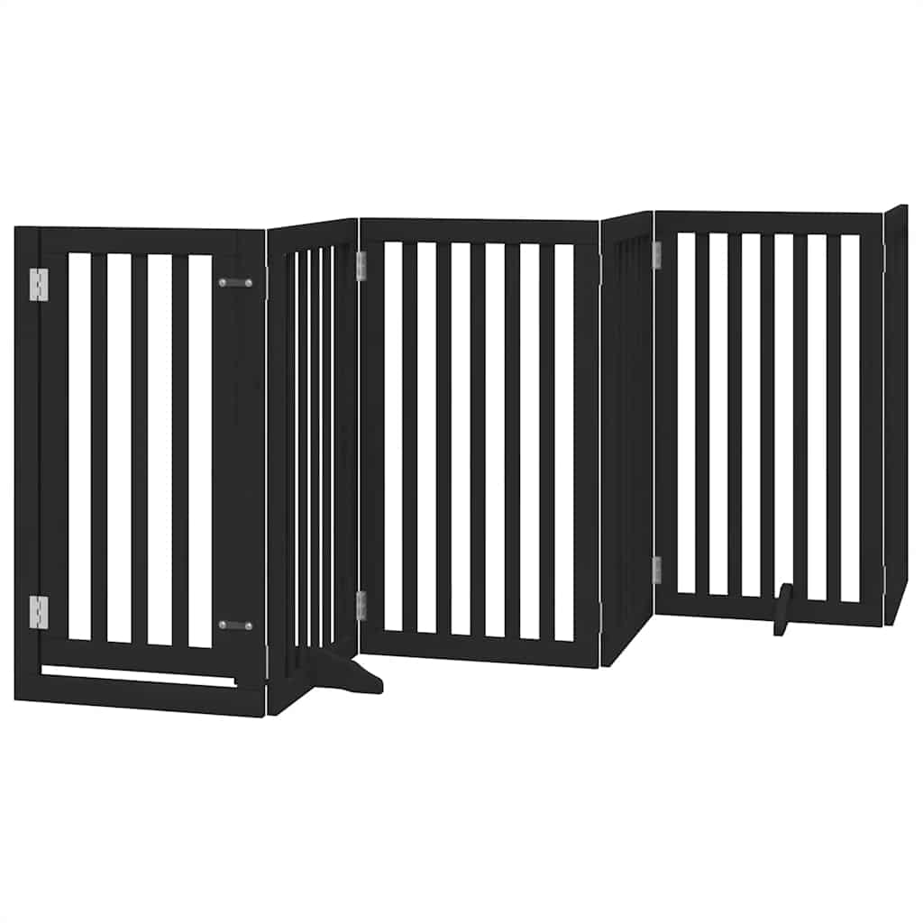 Portão p/ cães com porta dobrável 9 painéis 450 cm álamo preto