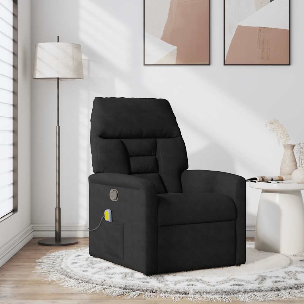 Poltrona de massagens reclinável tecido de microfibra preto