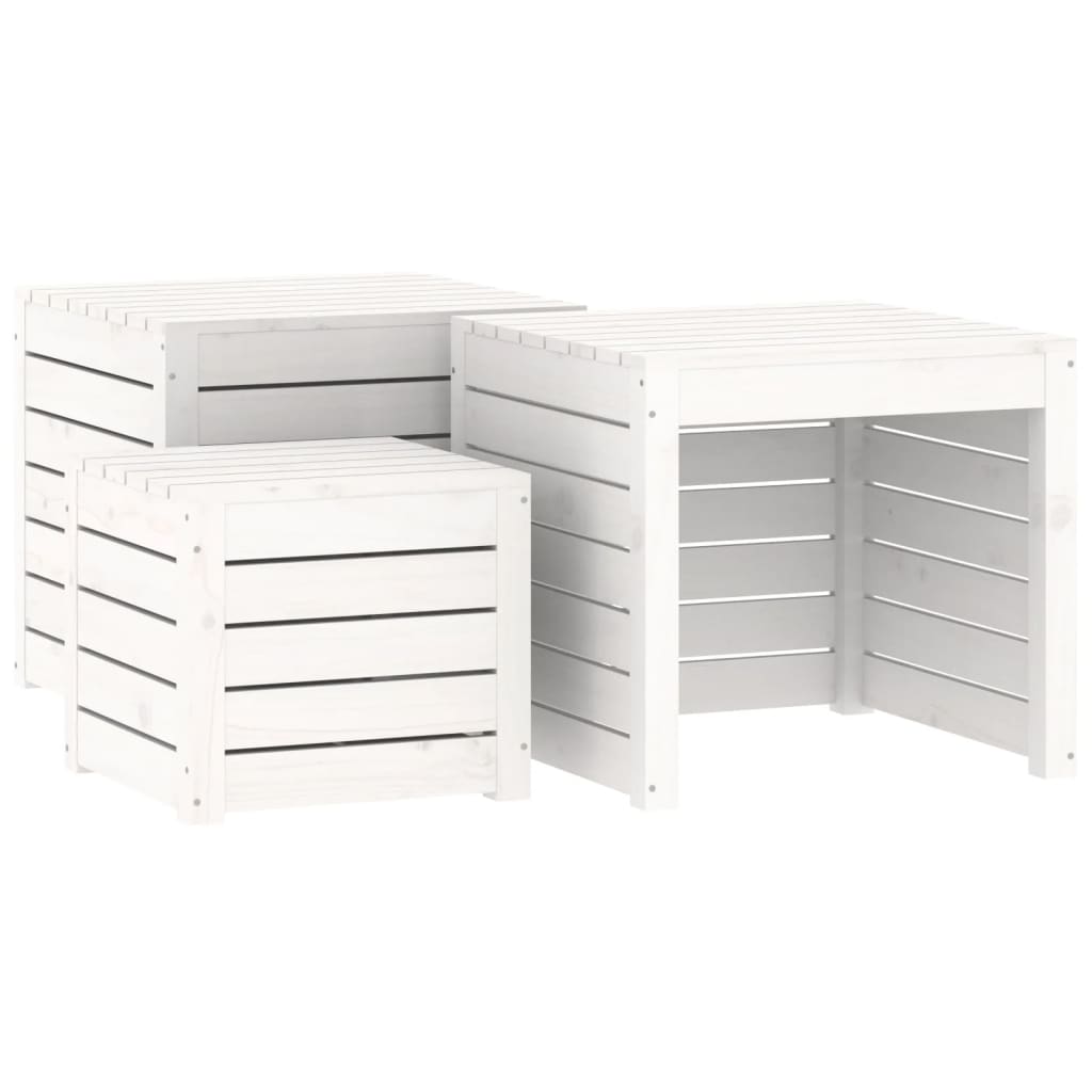 3 Pcs conjunto de caixas de jardim pinho maciço branco
