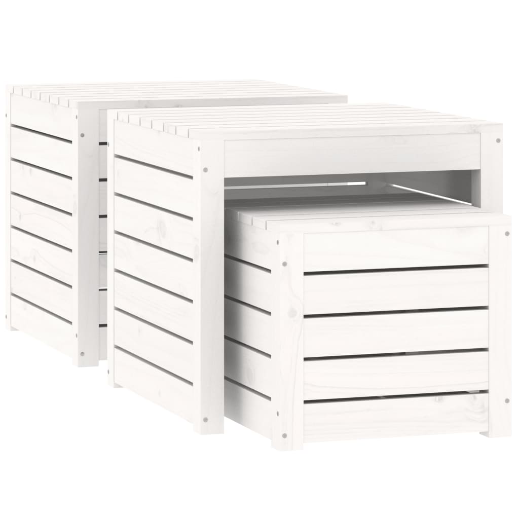 3 Pcs conjunto de caixas de jardim pinho maciço branco