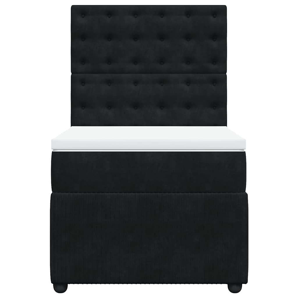 Cama com molas/colchão 90x200 cm veludo preto