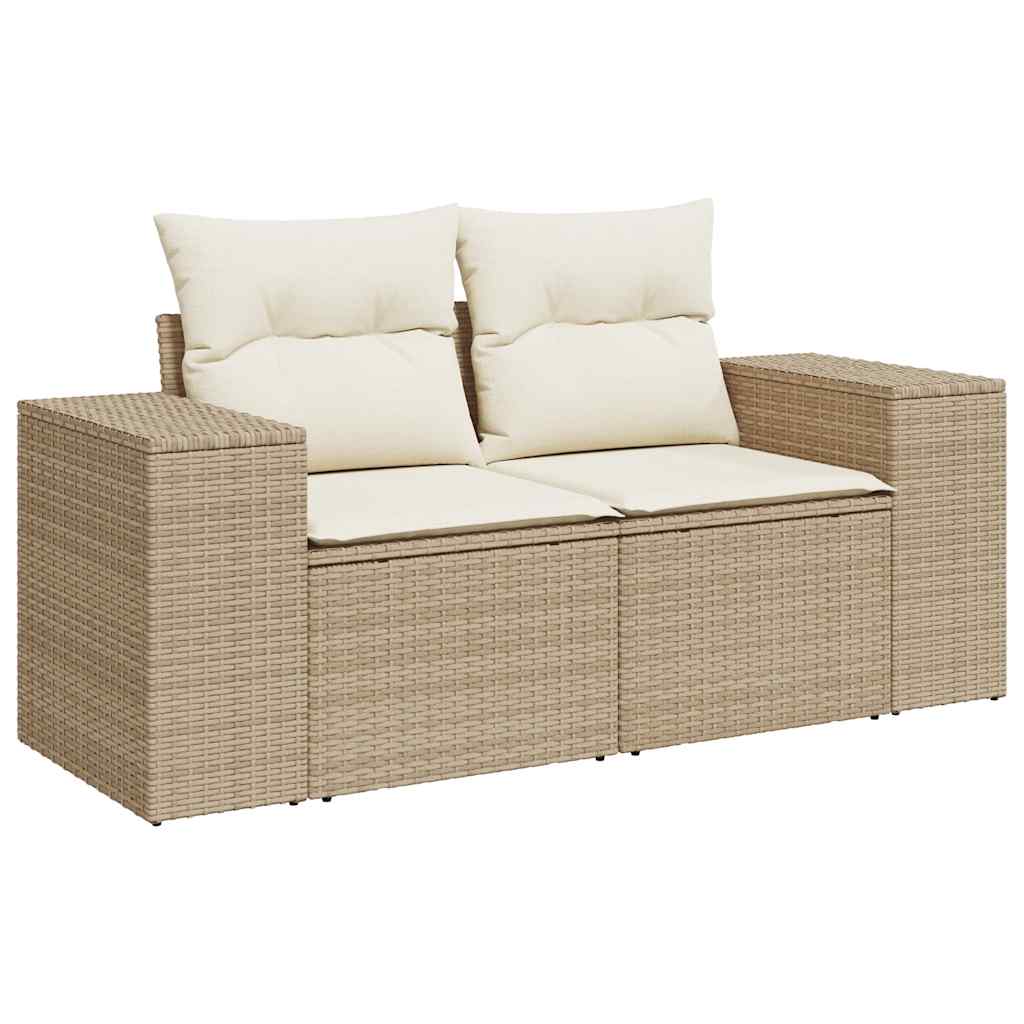9 Pcs conjunto de sofás p/ jardim com almofadões vime PE bege