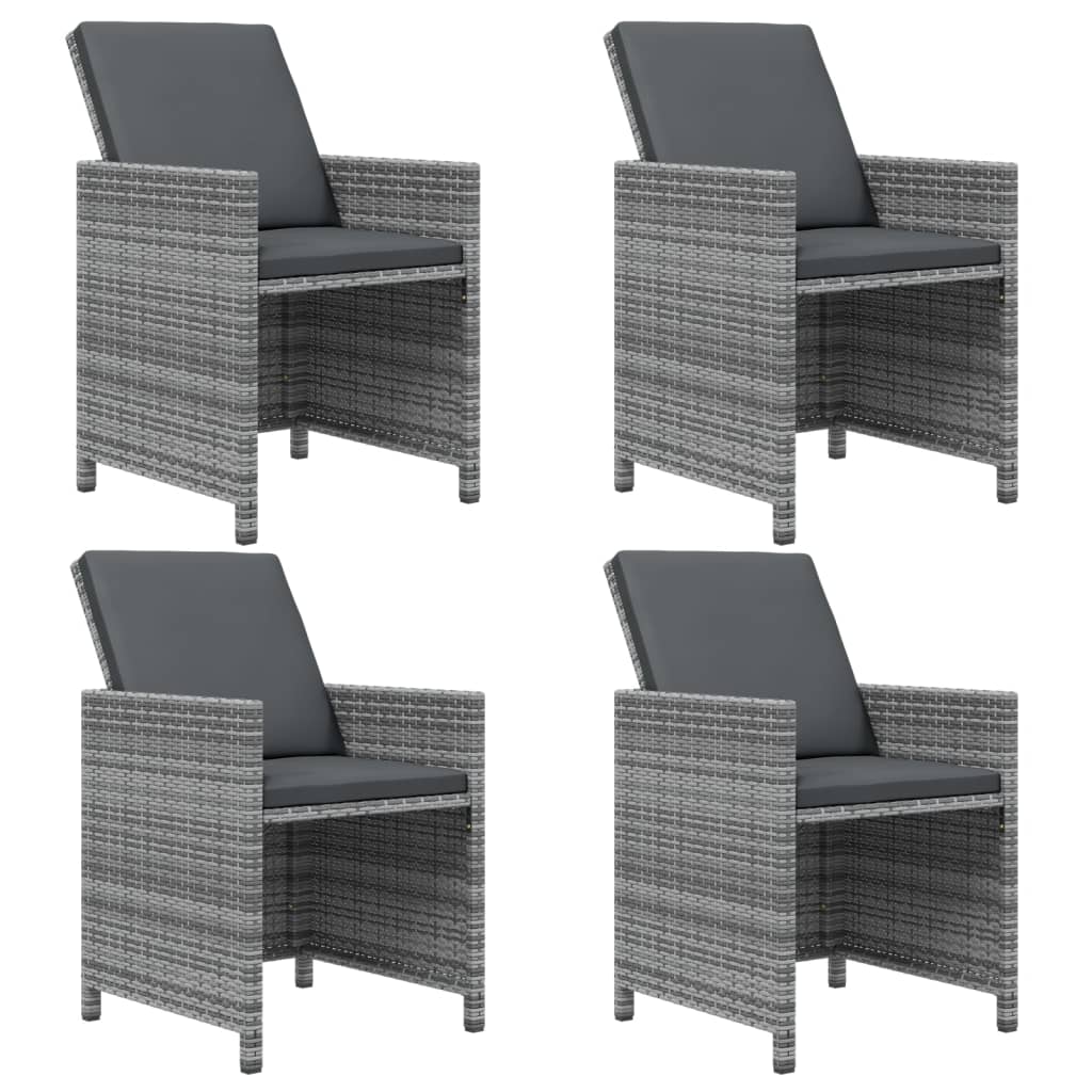 9 Pcs conjunto jantar p/ jardim c/ almofadões vime PE cinzento