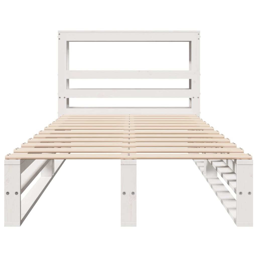 Cama sem colchão 75x190 cm madeira de pinho maciça branco