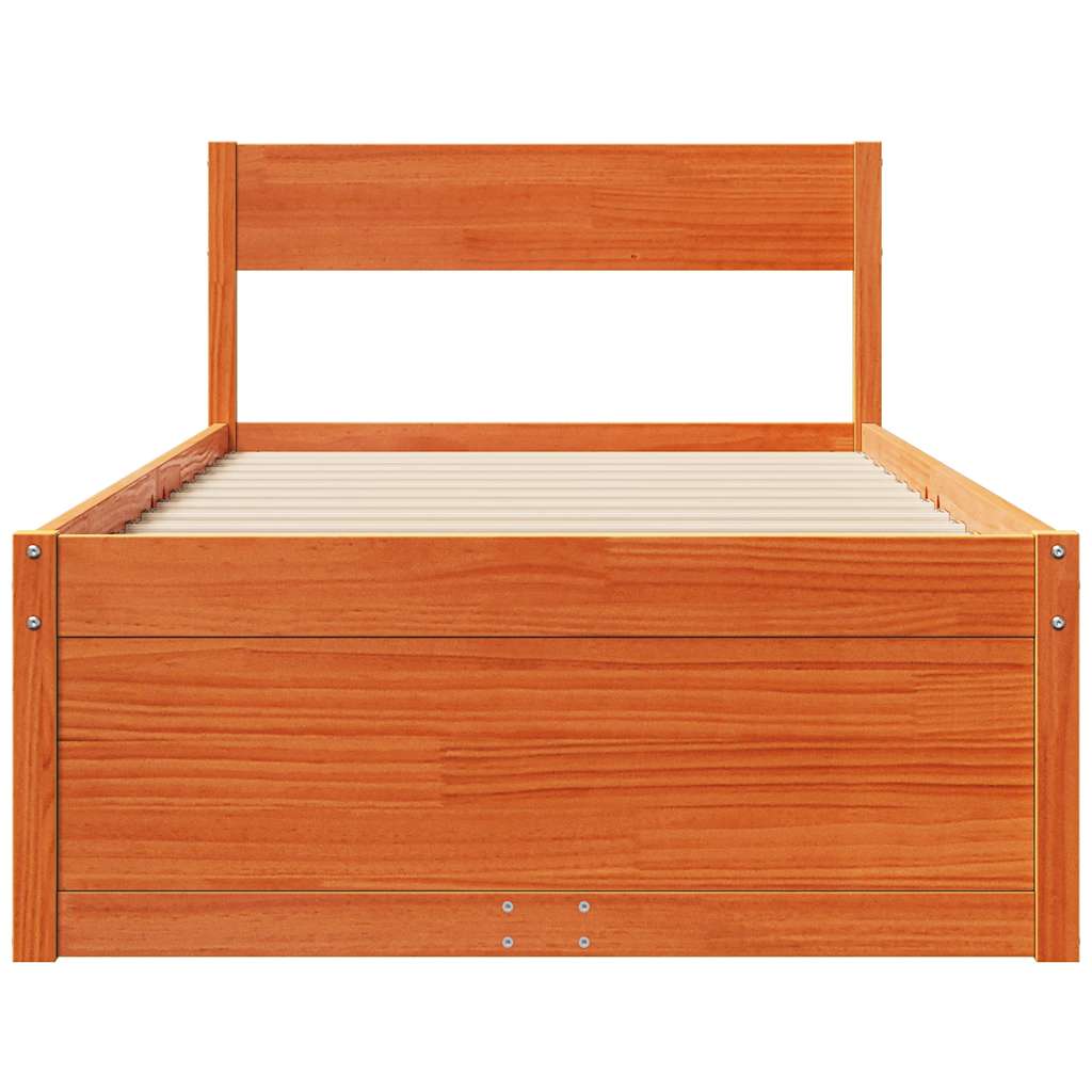 Cama sem colchão 90x200 cm pinho maciço castanho-mel