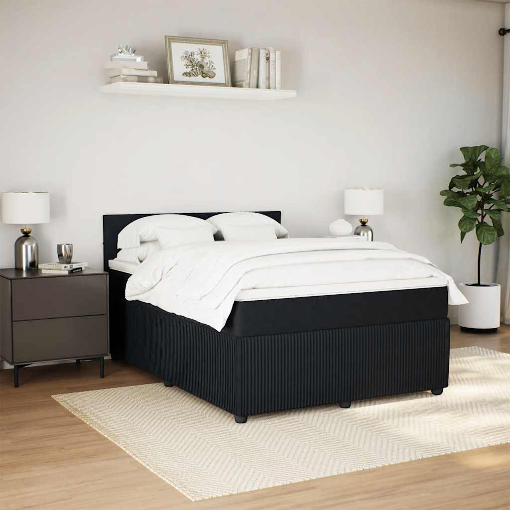 Cama com molas/colchão 140x200 cm veludo preto