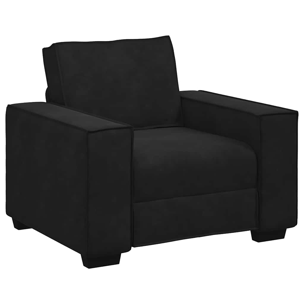 Conjunto de sofá de 3 peças com almofadas em veludo preto