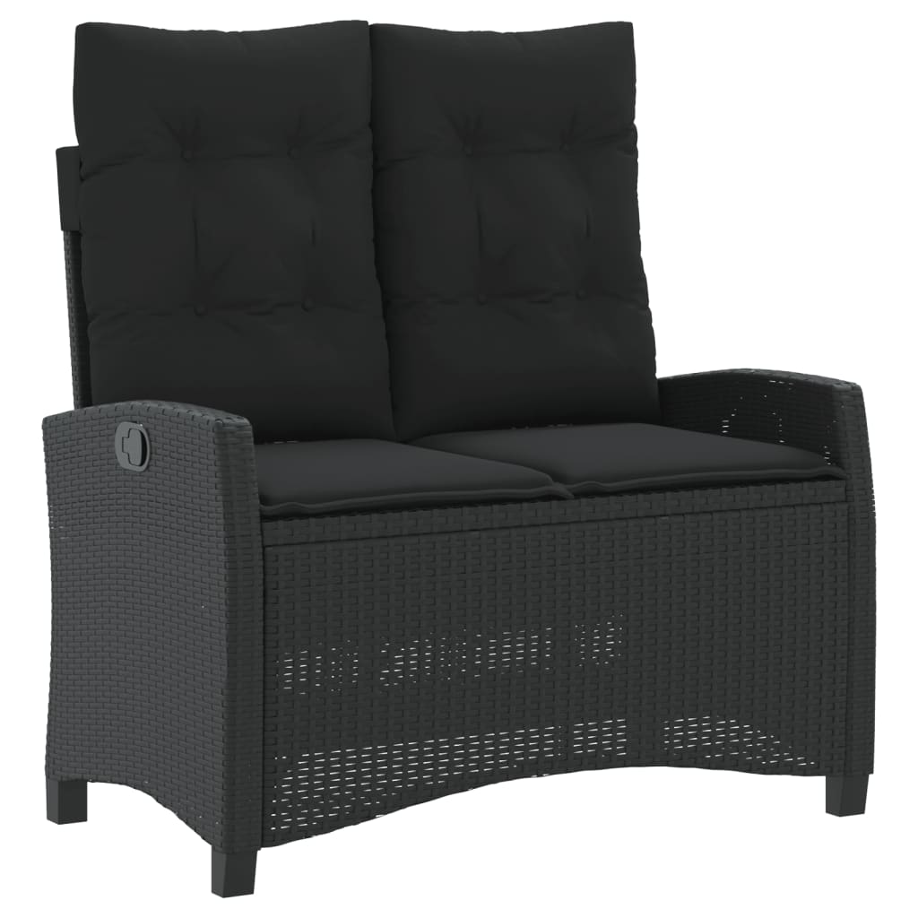 4 Pcs conjunto de jardim p/ jardim c/ almofadões vime PE preto