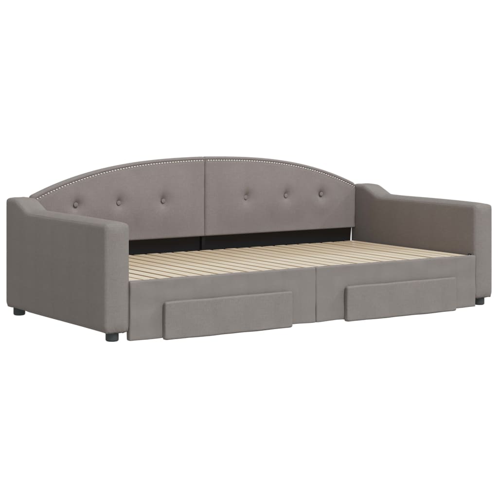 Sofá-cama c/ gavetão/gavetas 100x200cm tecido cinza-acastanhado