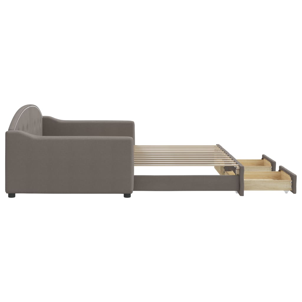 Sofá-cama c/ gavetão/gavetas 100x200cm tecido cinza-acastanhado