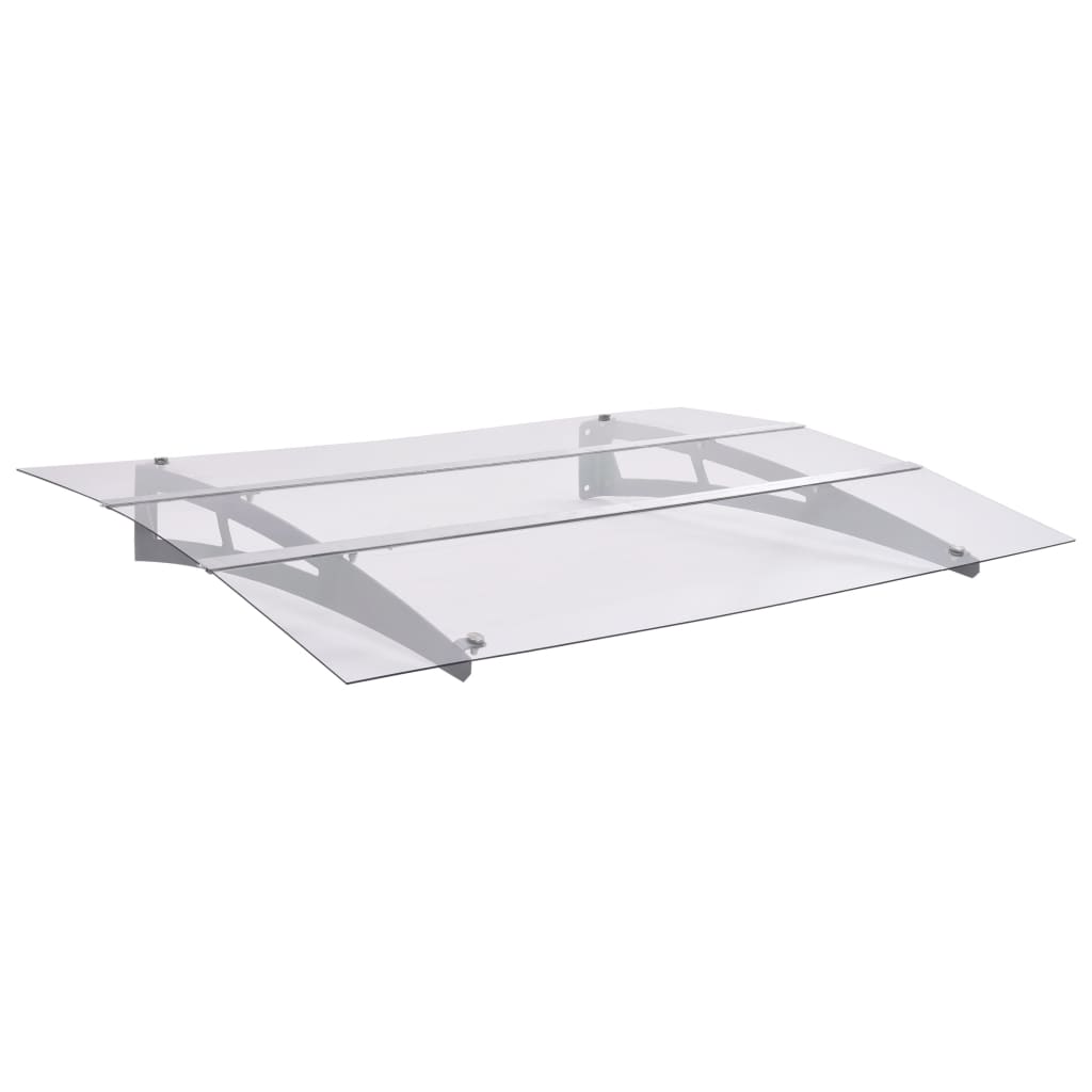 Toldo para porta 120x90cm policarbonato prateado e transparente