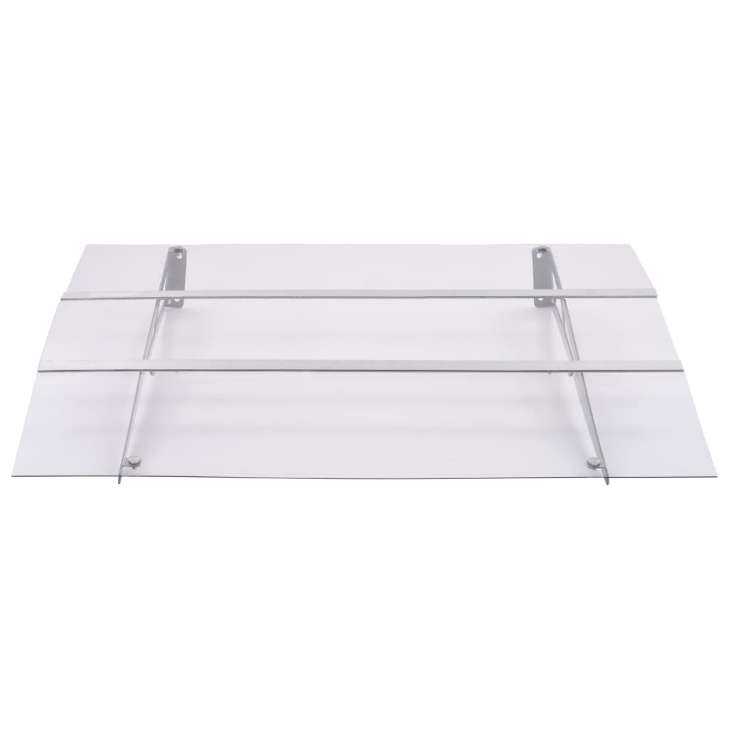 Toldo para porta 120x90cm policarbonato prateado e transparente
