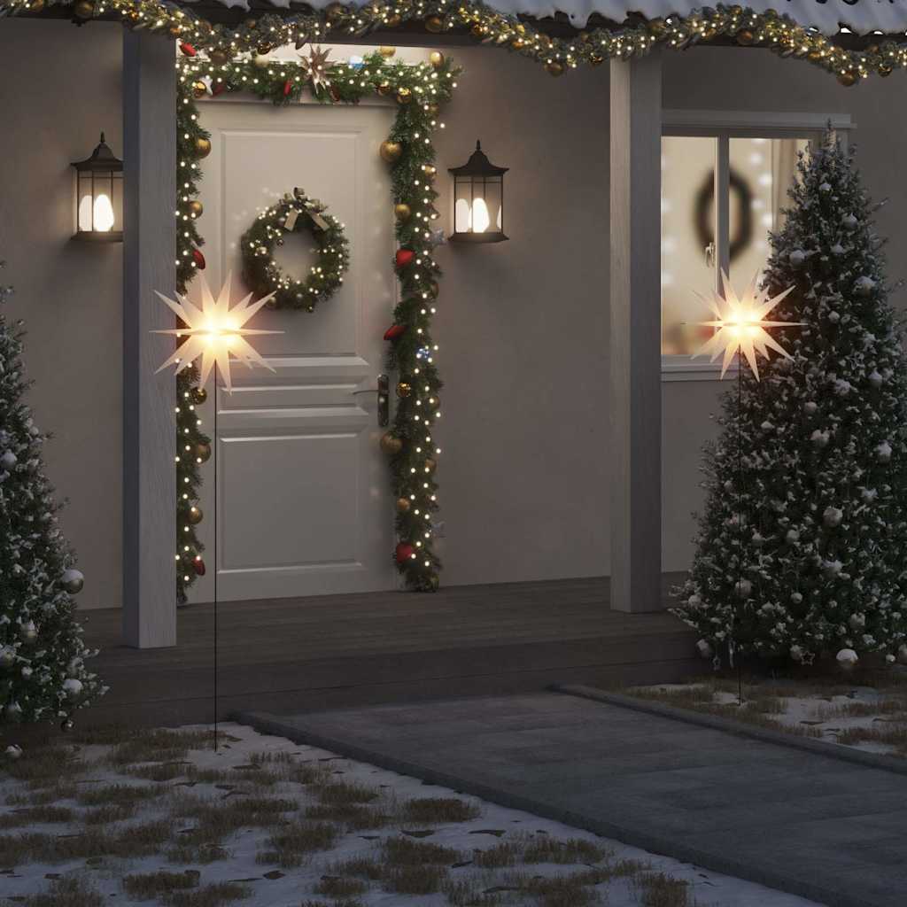 Luzes de natal com espigões 3 pcs leds dobrável 57 cm branco