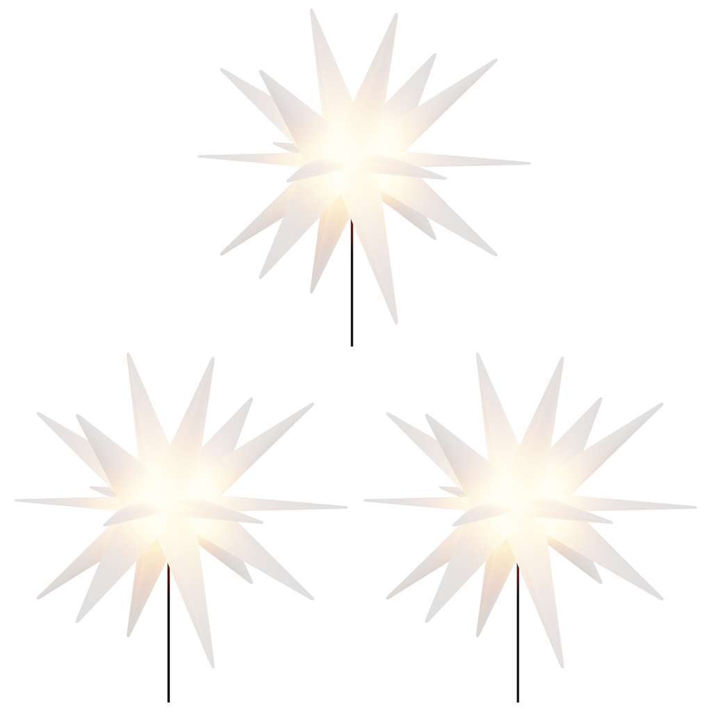 Luzes de natal com espigões 3 pcs leds dobrável 57 cm branco