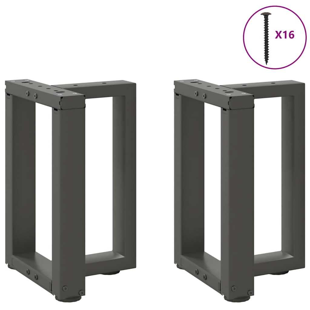 Pés para mesa de centro em forma de t, 2 peças, antracite, 38x25x(42-43) cm, aço
