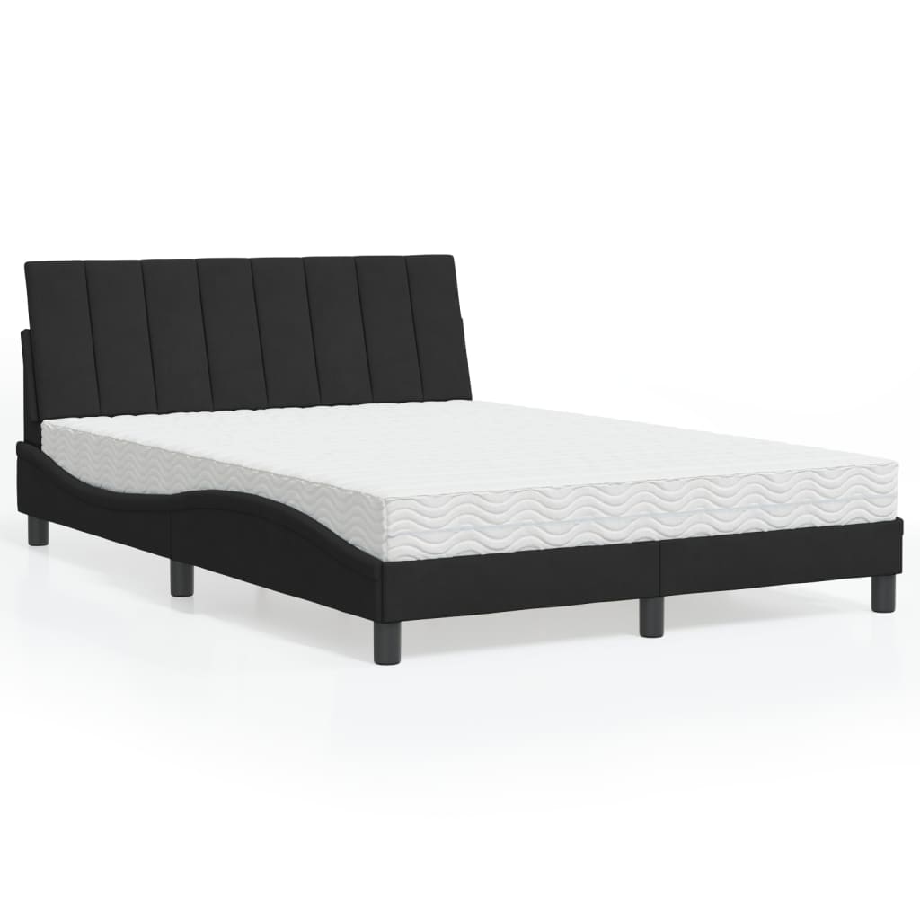 Cama com colchão hanko 140x200 cm veludo preto