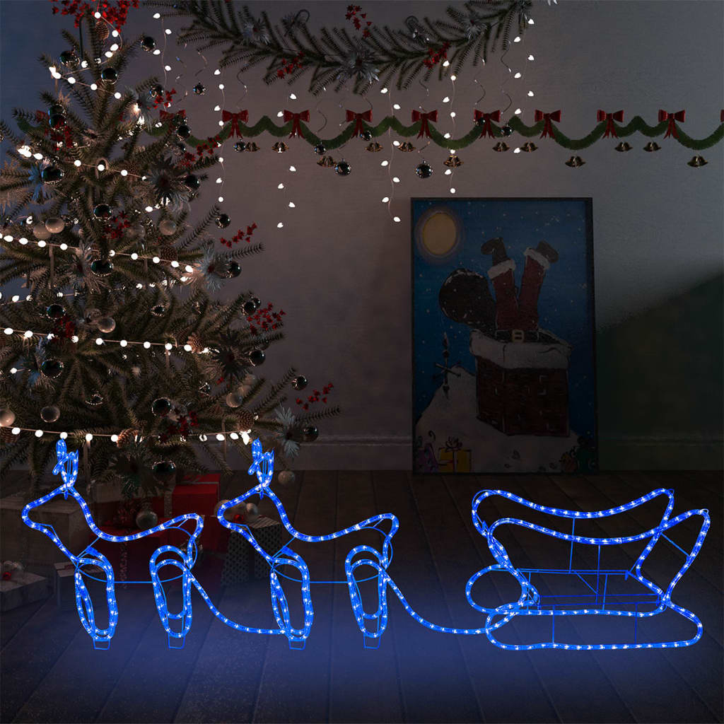 Decoração de natal rena e trenó de exterior 576 luzes LED