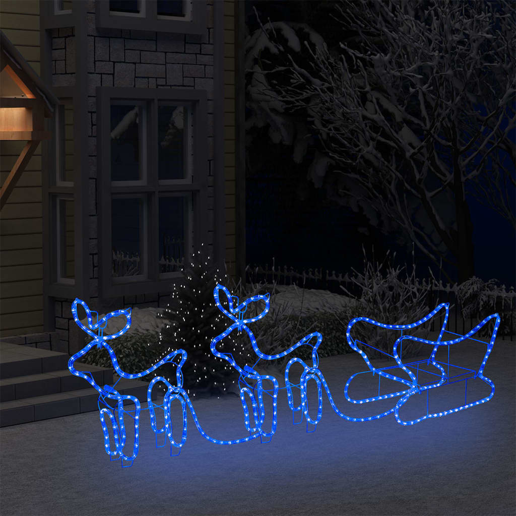 Decoração de natal rena e trenó de exterior 576 luzes LED