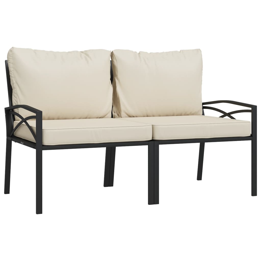 7 Pcs conjunto lounge de jardim aço c/ almofadões areia