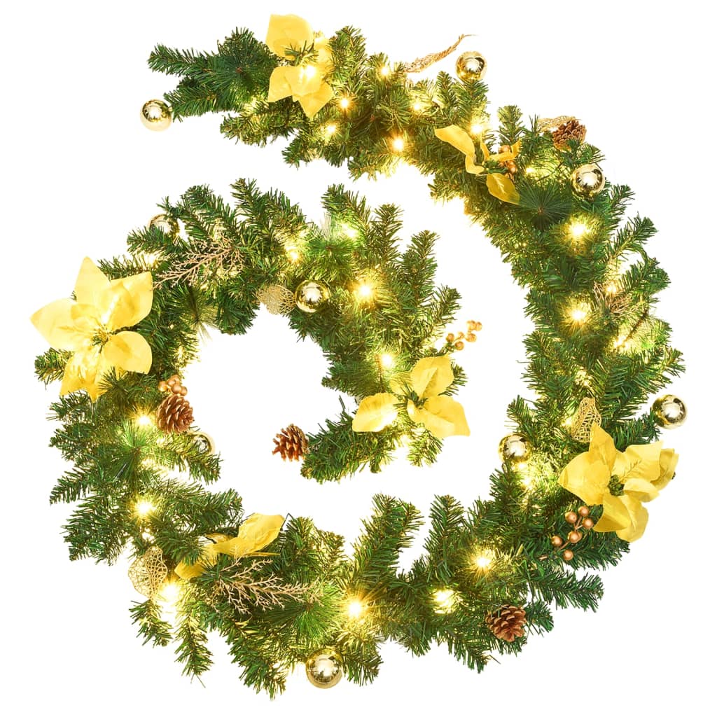 Grinalda de natal com luzes LED 2,7 m PVC verde