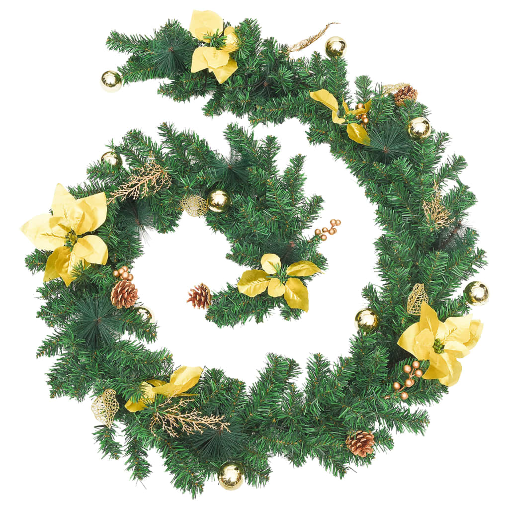 Grinalda de natal com luzes LED 2,7 m PVC verde