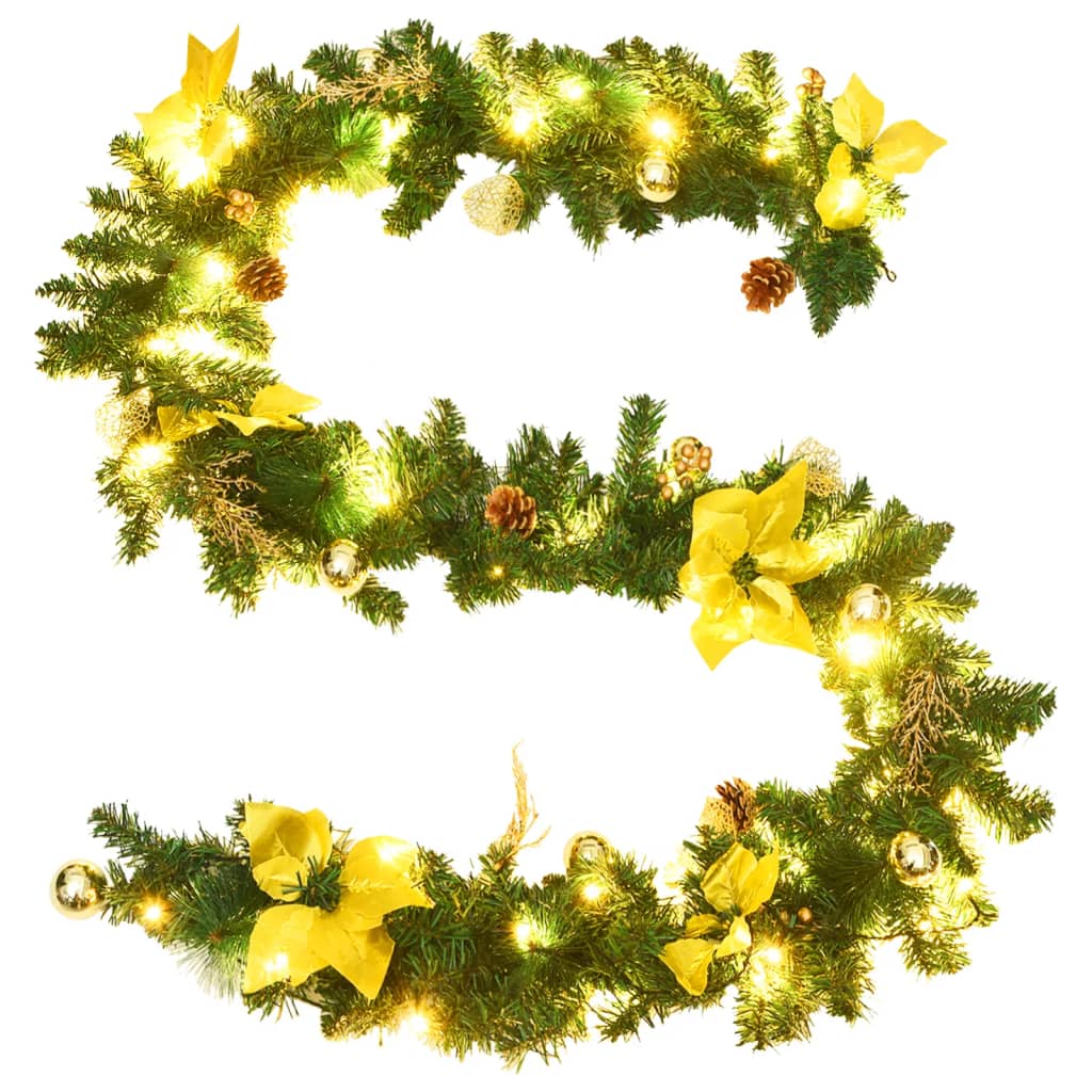 Grinalda de natal com luzes LED 2,7 m PVC verde